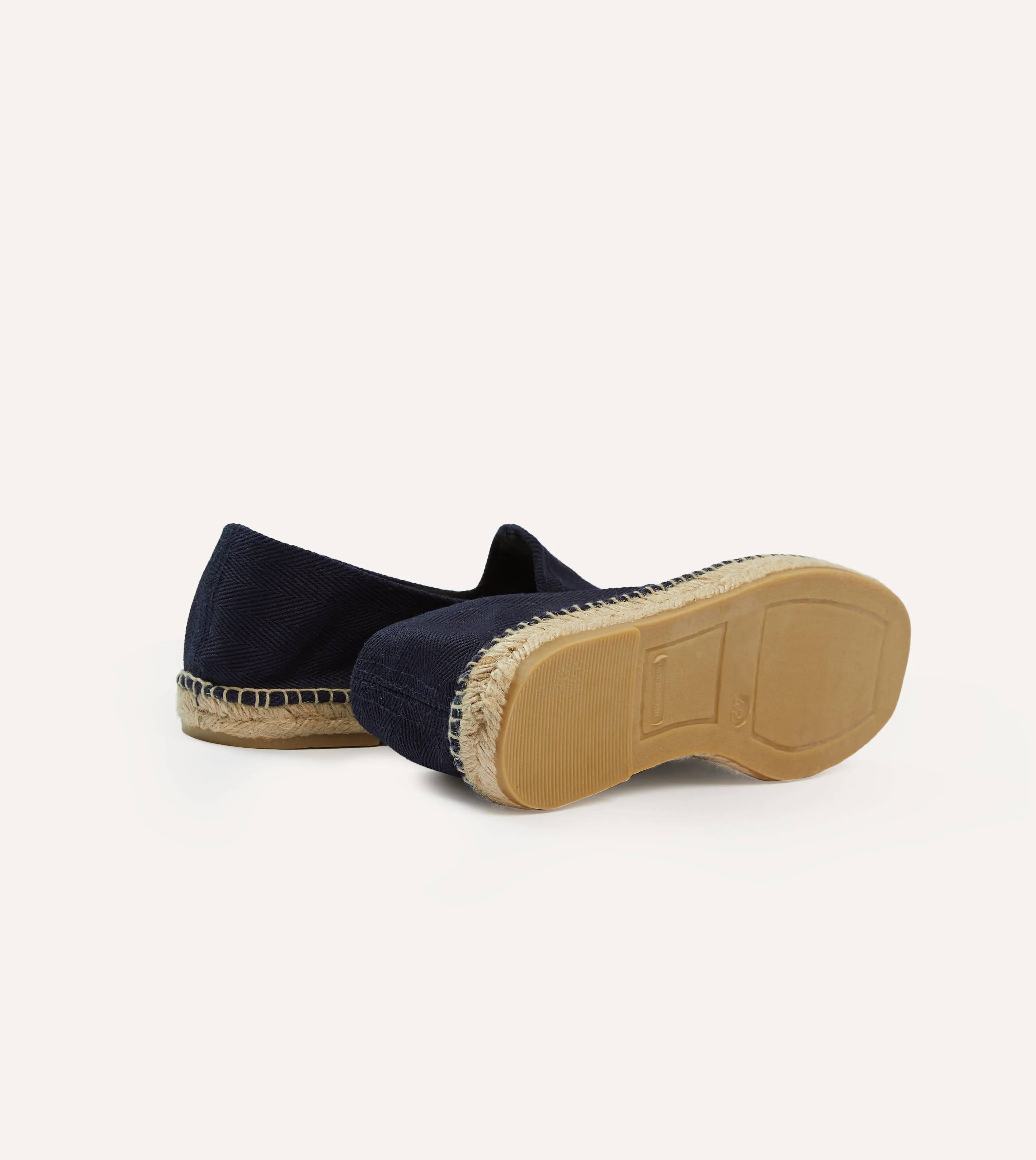 Navy Herringbone Cotton Espadrilles Ocean Edge