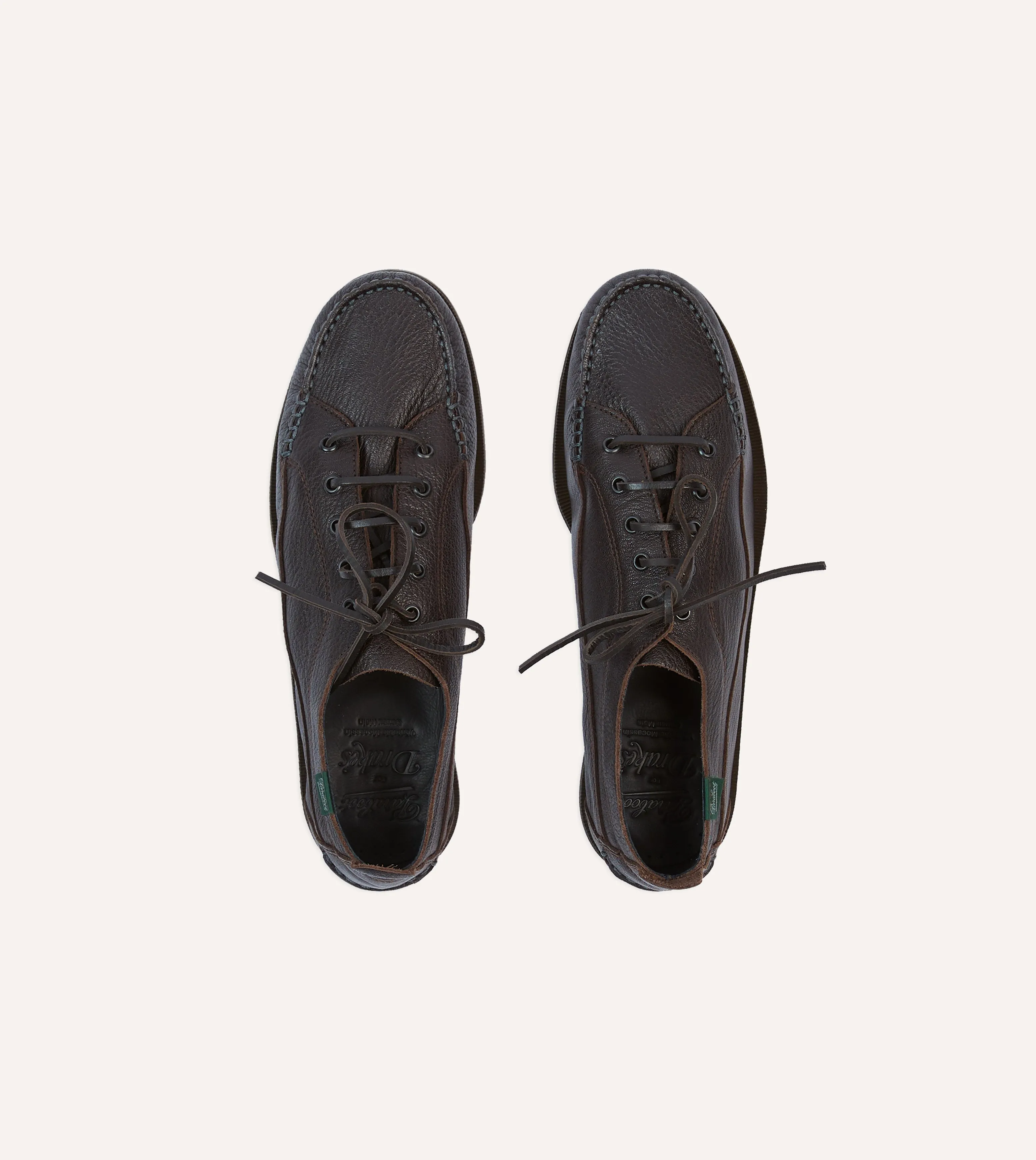 Paraboot for Drake's Malibu Brown Deer Leather Boat Shoe Comfortable Design