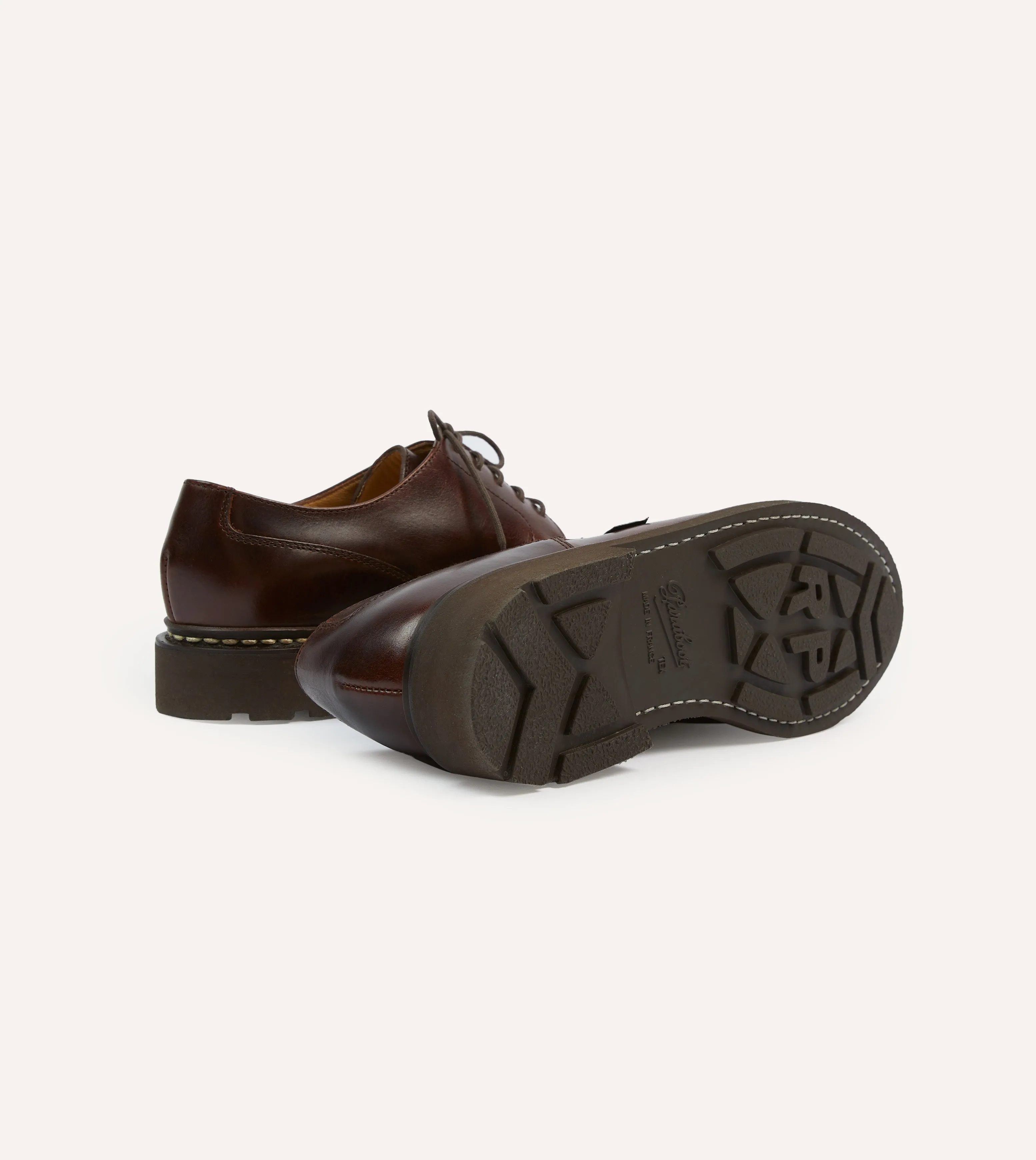 Slip Resistant Outdoor Explorers Paraboot Villandry Brown Calf Leather Derby Shoe