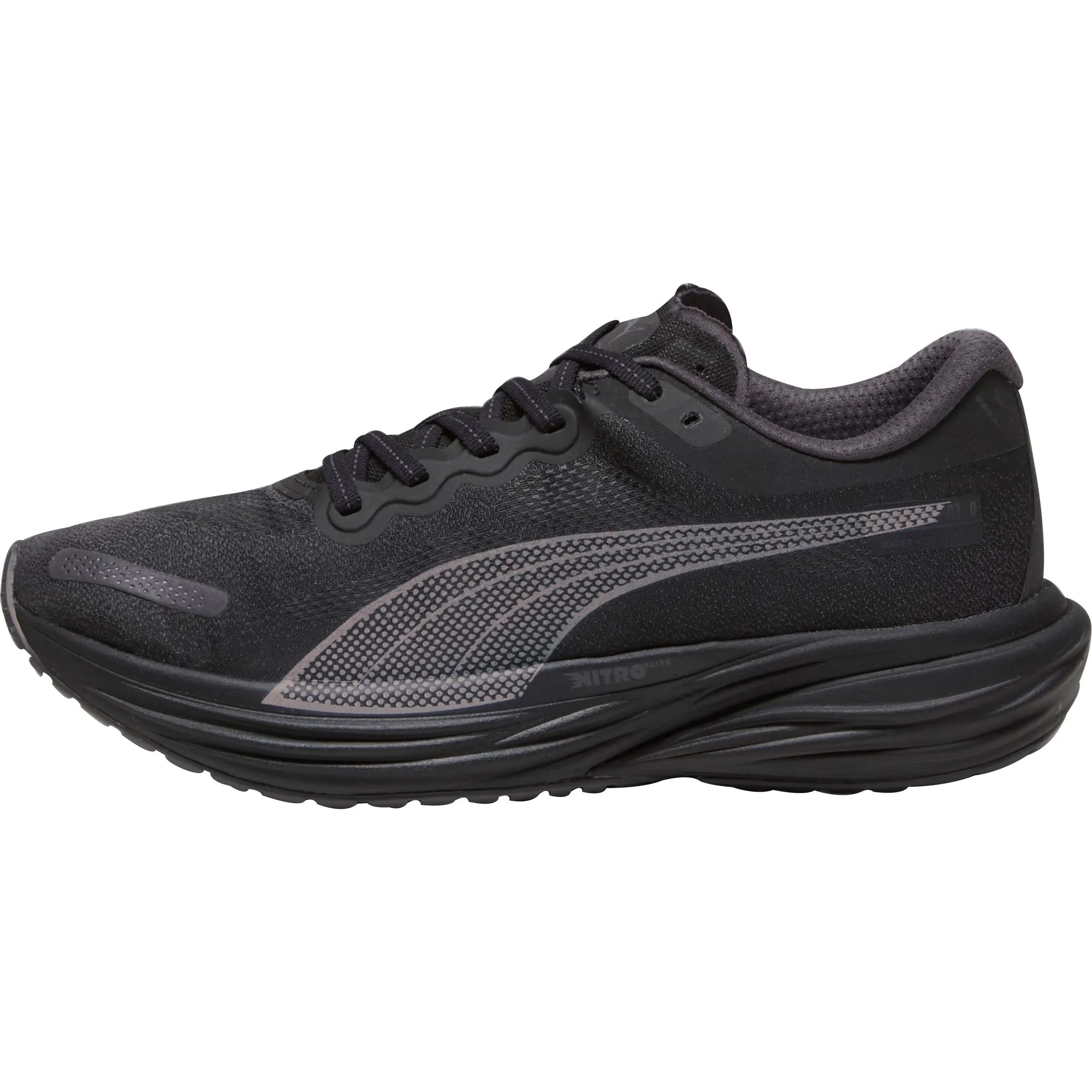 Modern Bold Matte Edge Puma Deviate Nitro 2 WTRepel Mens Running Shoes - Black