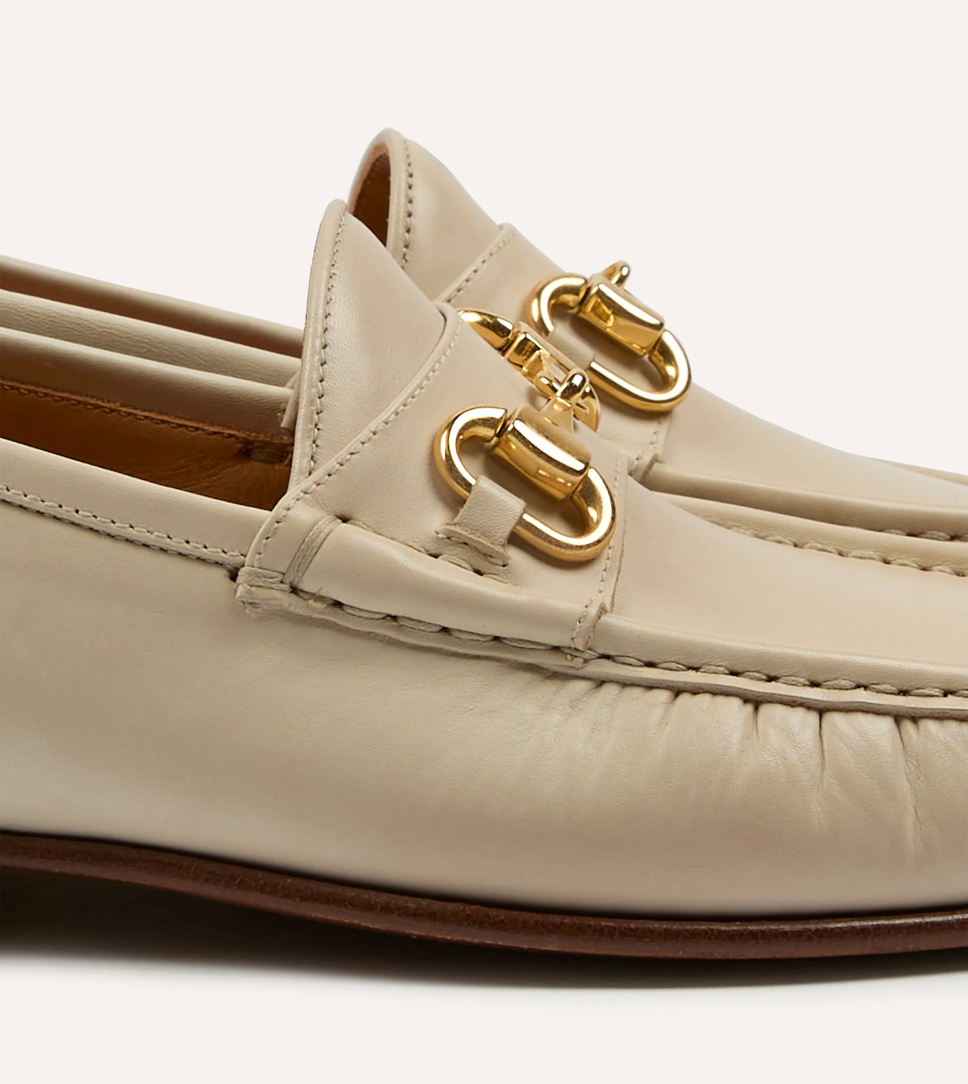 Rubber Outsole Yuketen Moc Ischia Ivory Leather Bit Loafer