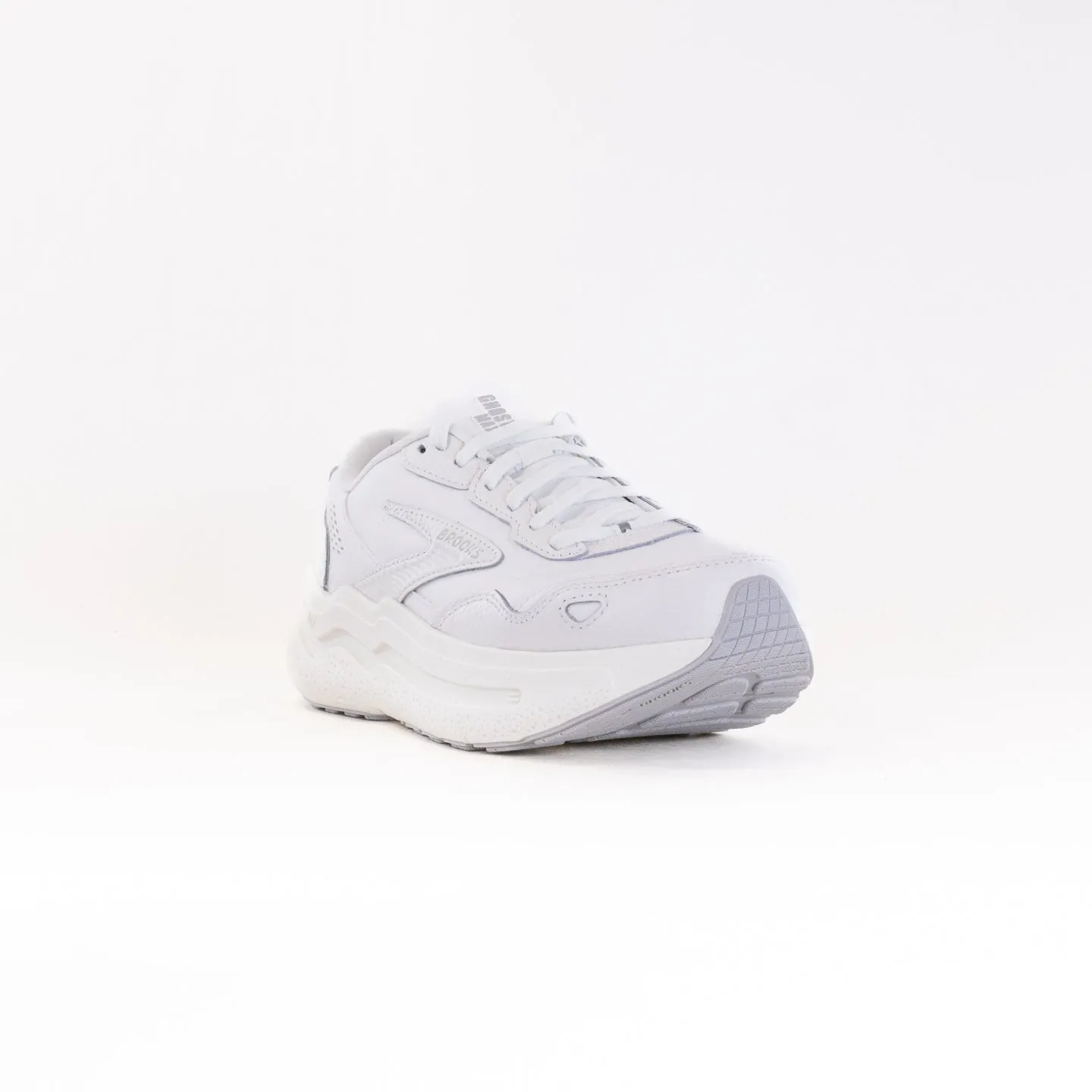 wet material Brooks Ghost Max Leather (Men's) - White/White