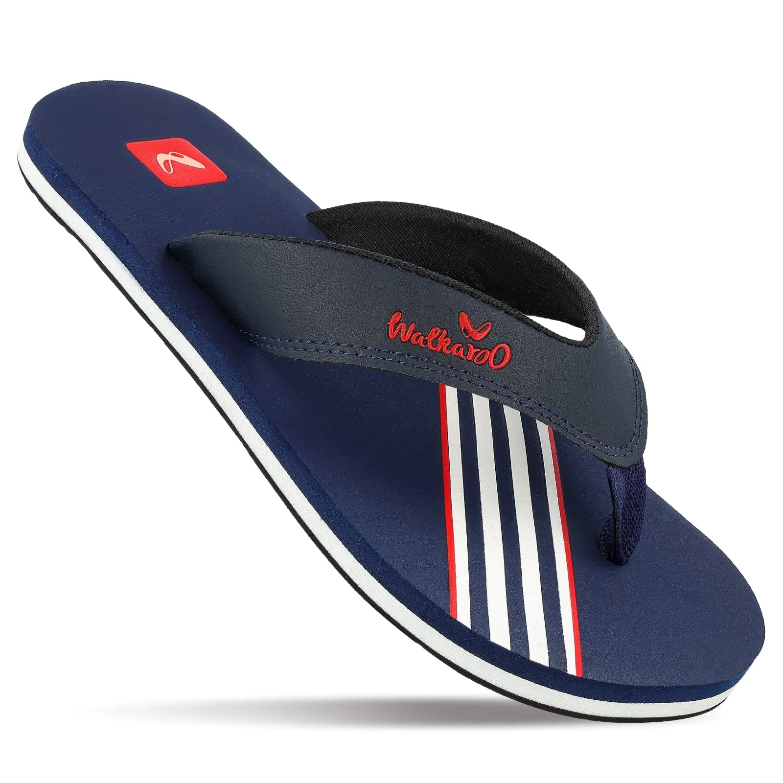 Fit Ease Walkaroo Men Striped Thong Flip-Flop  - WC4220 Blue white