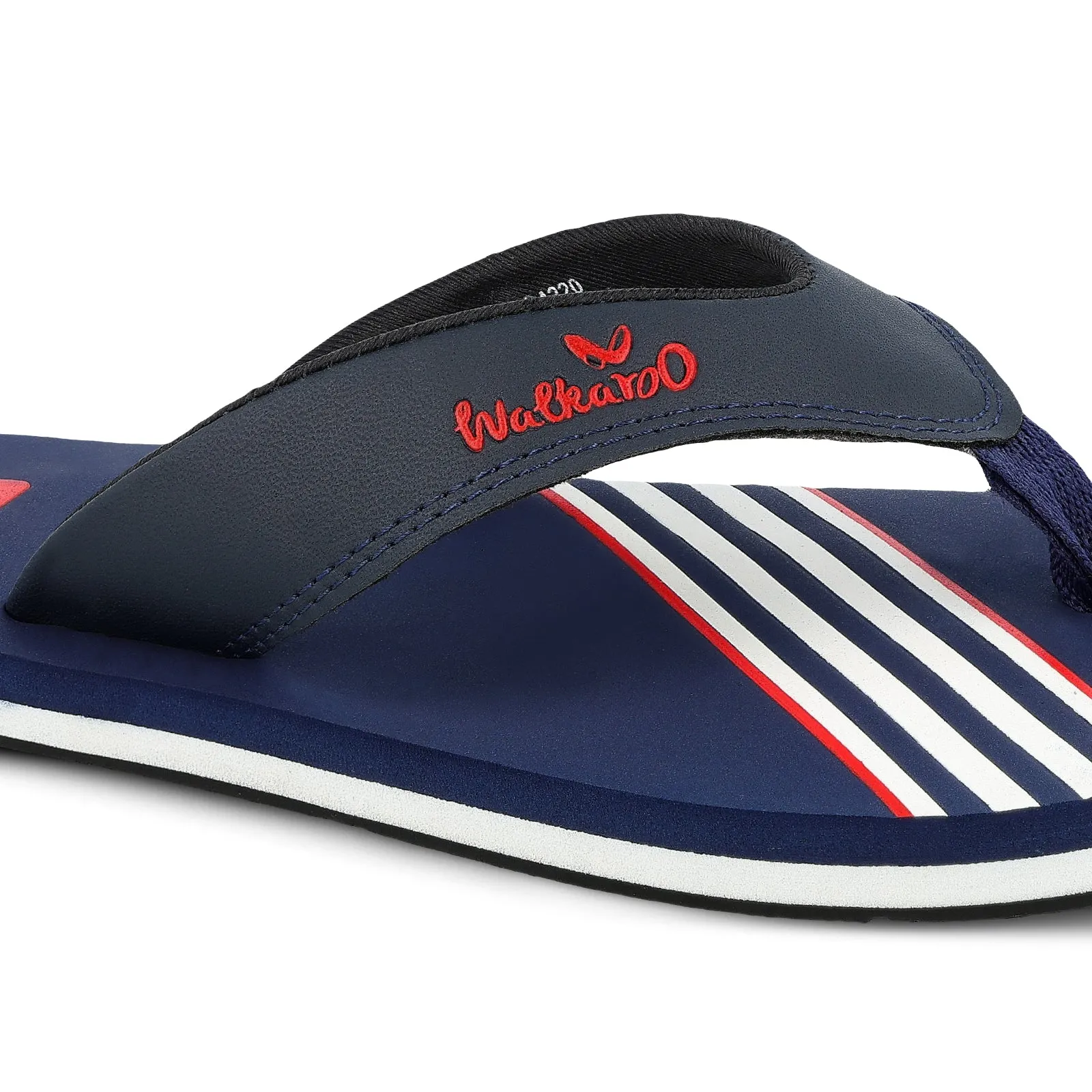 Walkaroo Men Striped Thong Flip-Flop  - WC4220 Blue white Foot Love