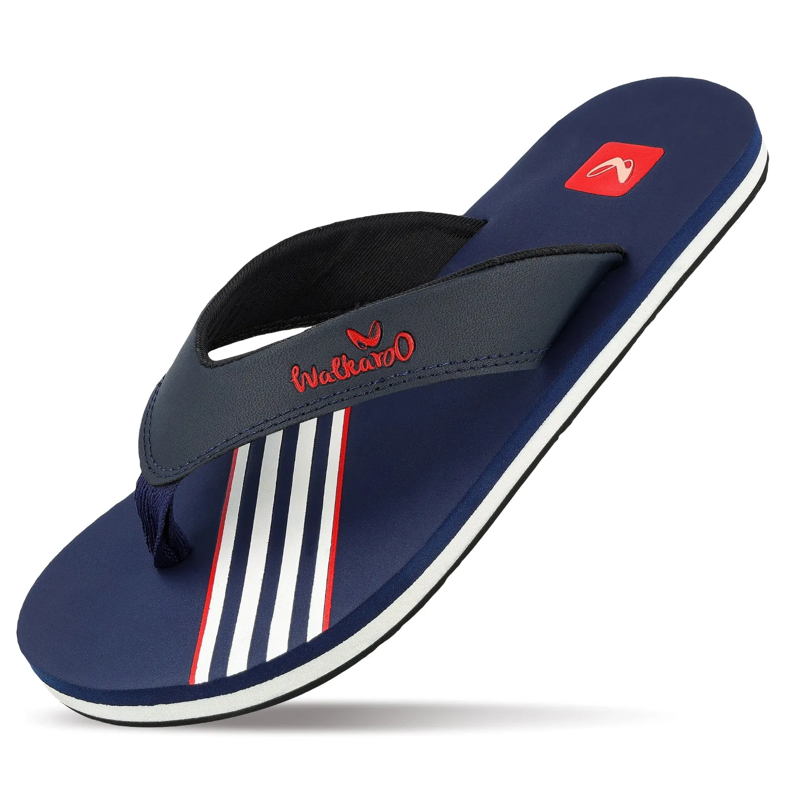 Travel Light Shoes Walkaroo Men Striped Thong Flip-Flop  - WC4220 Blue white