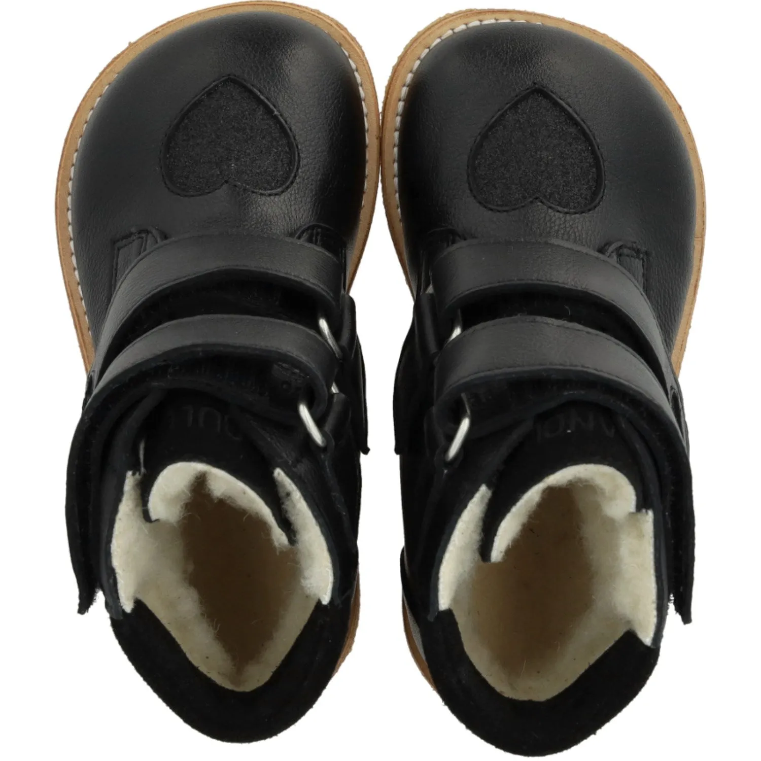 Snow Trekking Winter Angulus Black/Black Glitter TEX Boot with Sparkling Glitter Hearts