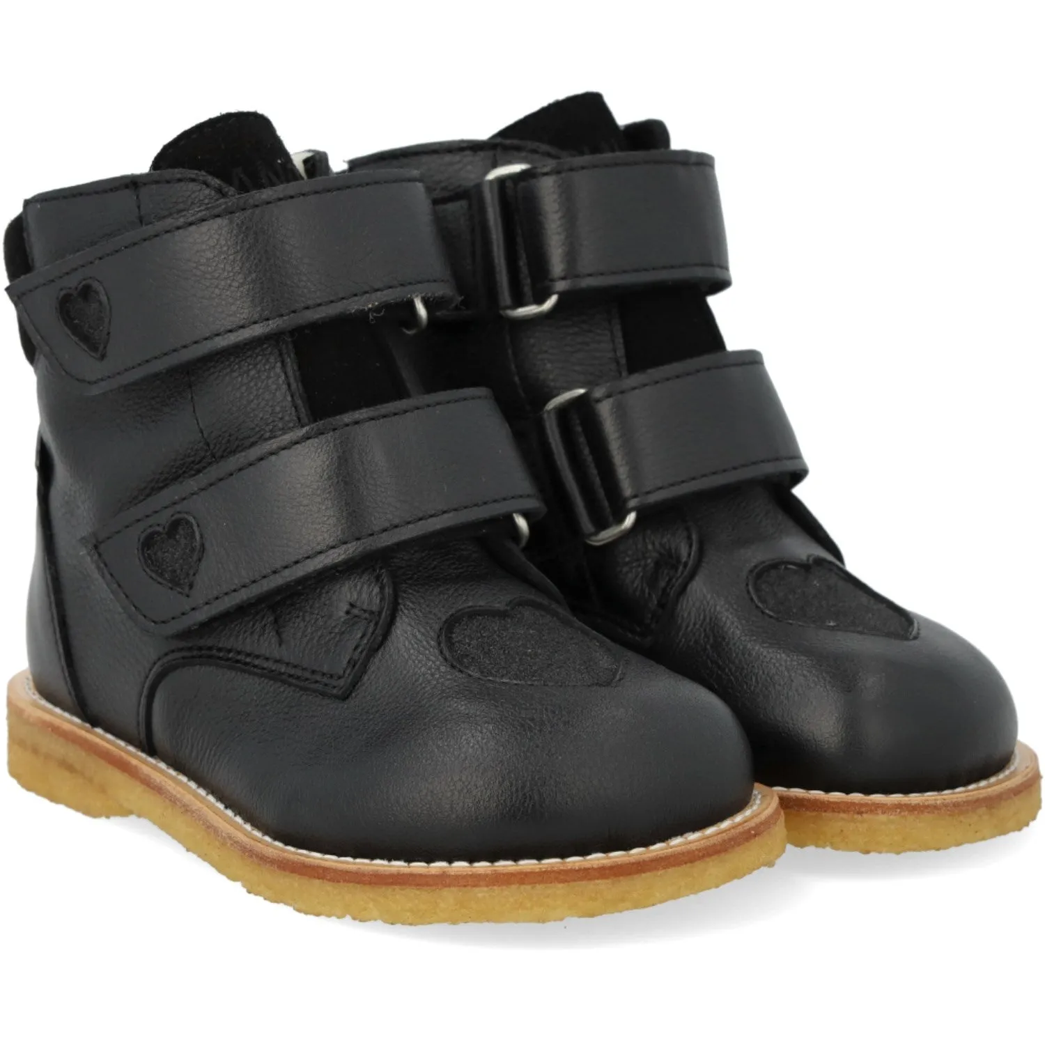 Weather Ready Angulus Black/Black Glitter TEX Boot with Sparkling Glitter Hearts