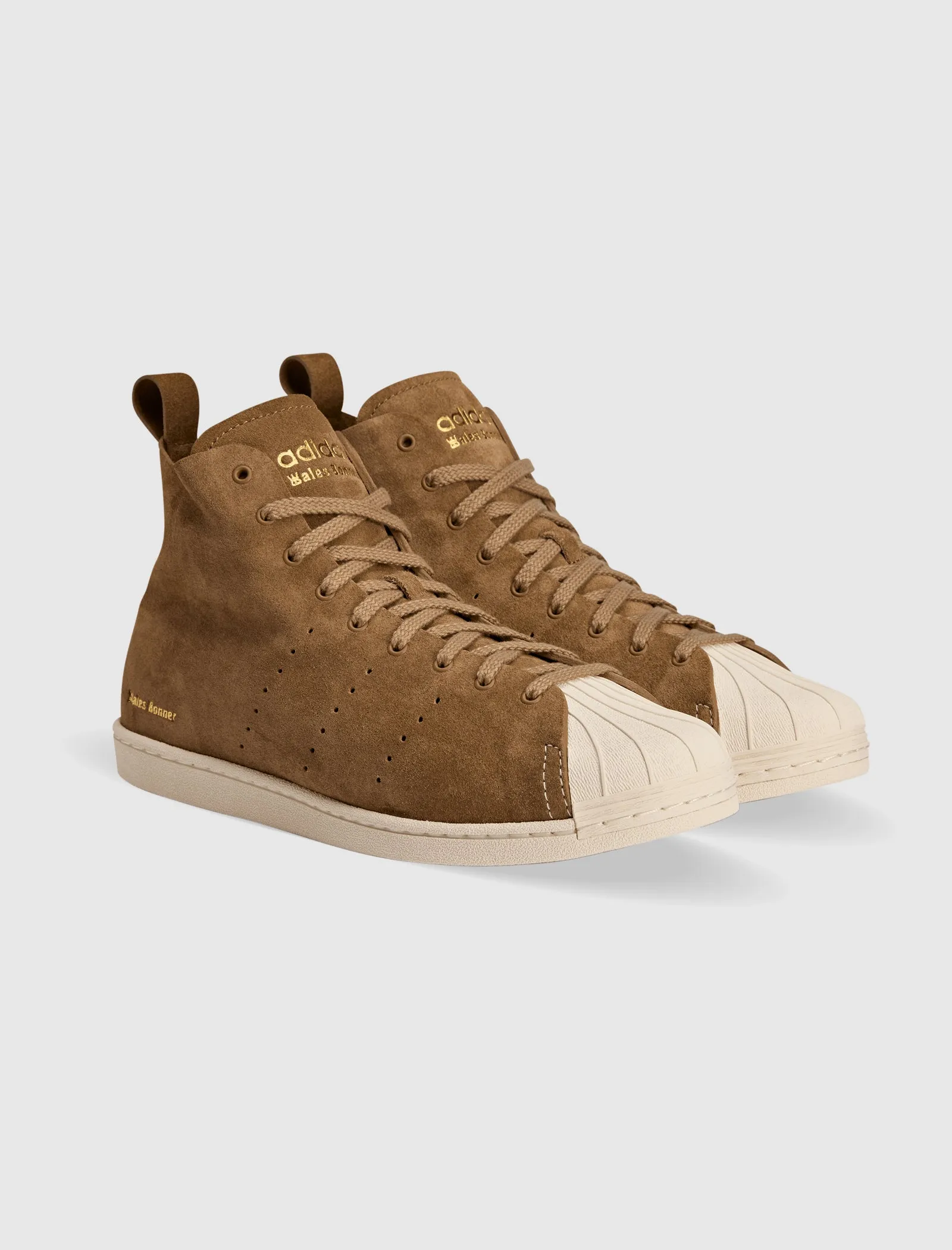 Clean White Hiking Mood WALES BONNER SUPERSTAR HI "TAN/CREAM"