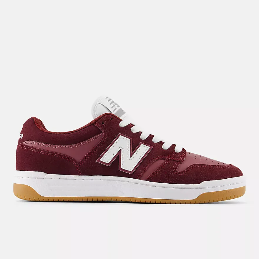 New Balance Numeric 480 Wide Shoes - Monarch Burgundy/White Thick sole On The Go