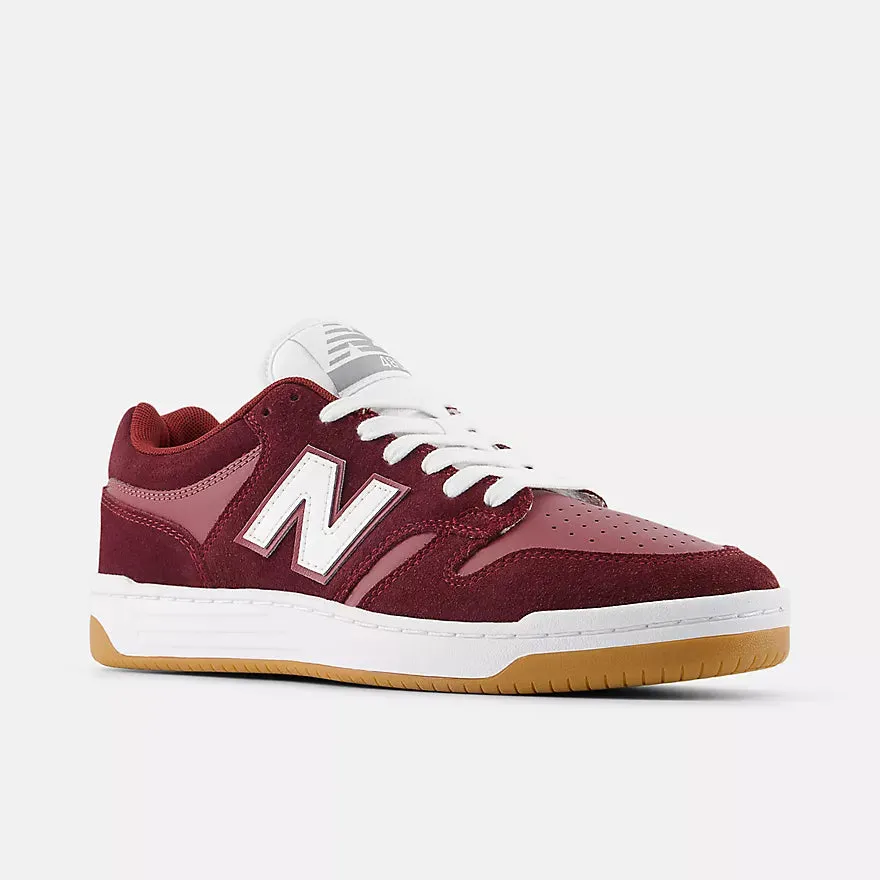 New Balance Numeric 480 Wide Shoes - Monarch Burgundy/White Firm support