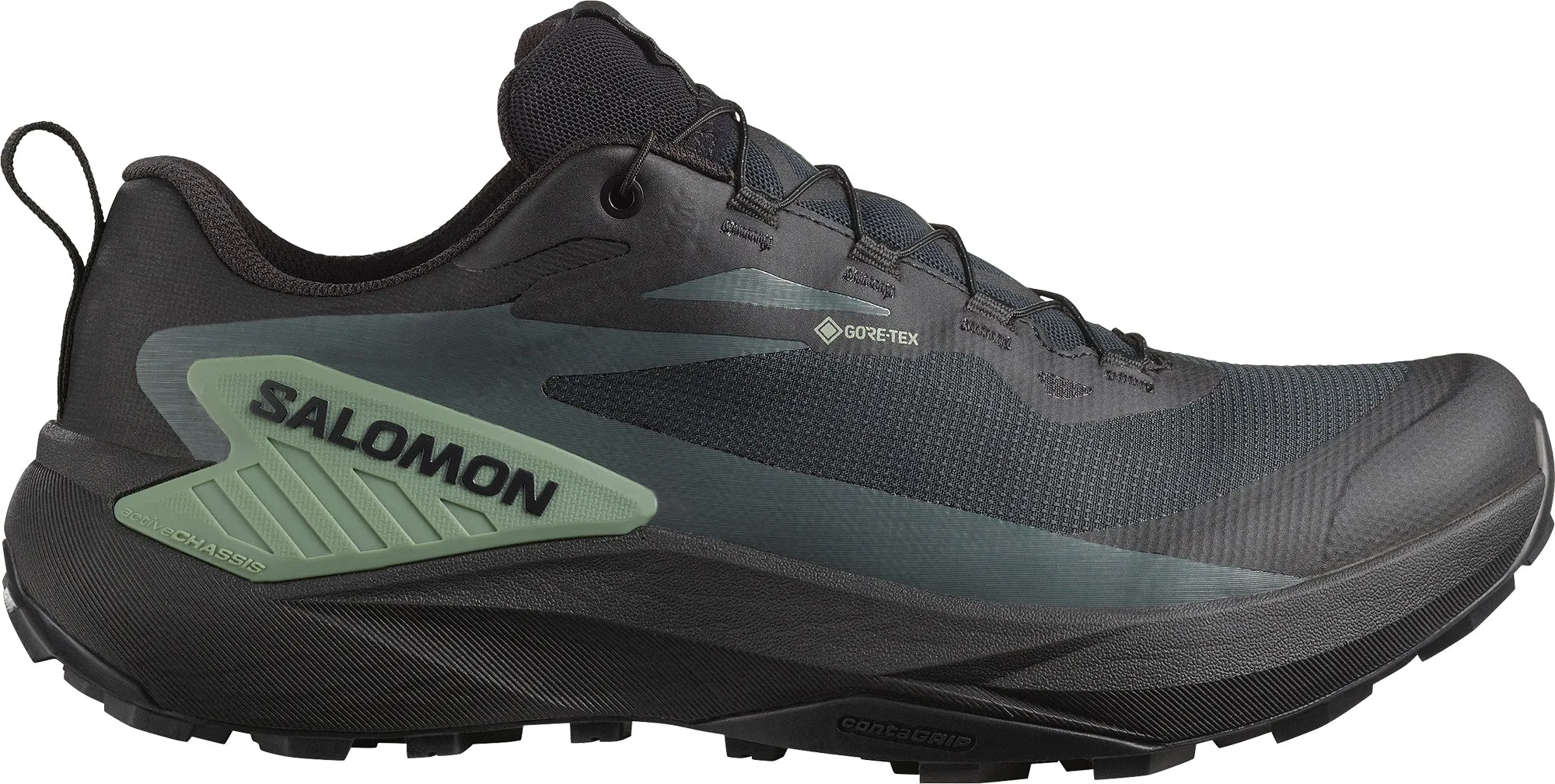 Wide Path Comfortable fit Salomon Genesis GORE-TEX Mens Trail Running Shoes - Black