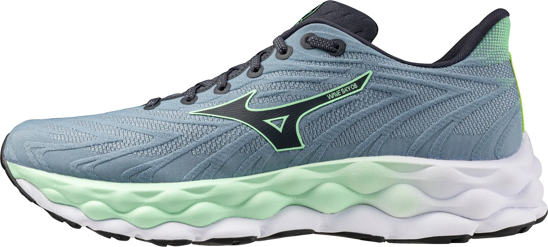 Mizuno Wave Sky 8 Mens Running Shoes - Blue Water Edge Run Free
