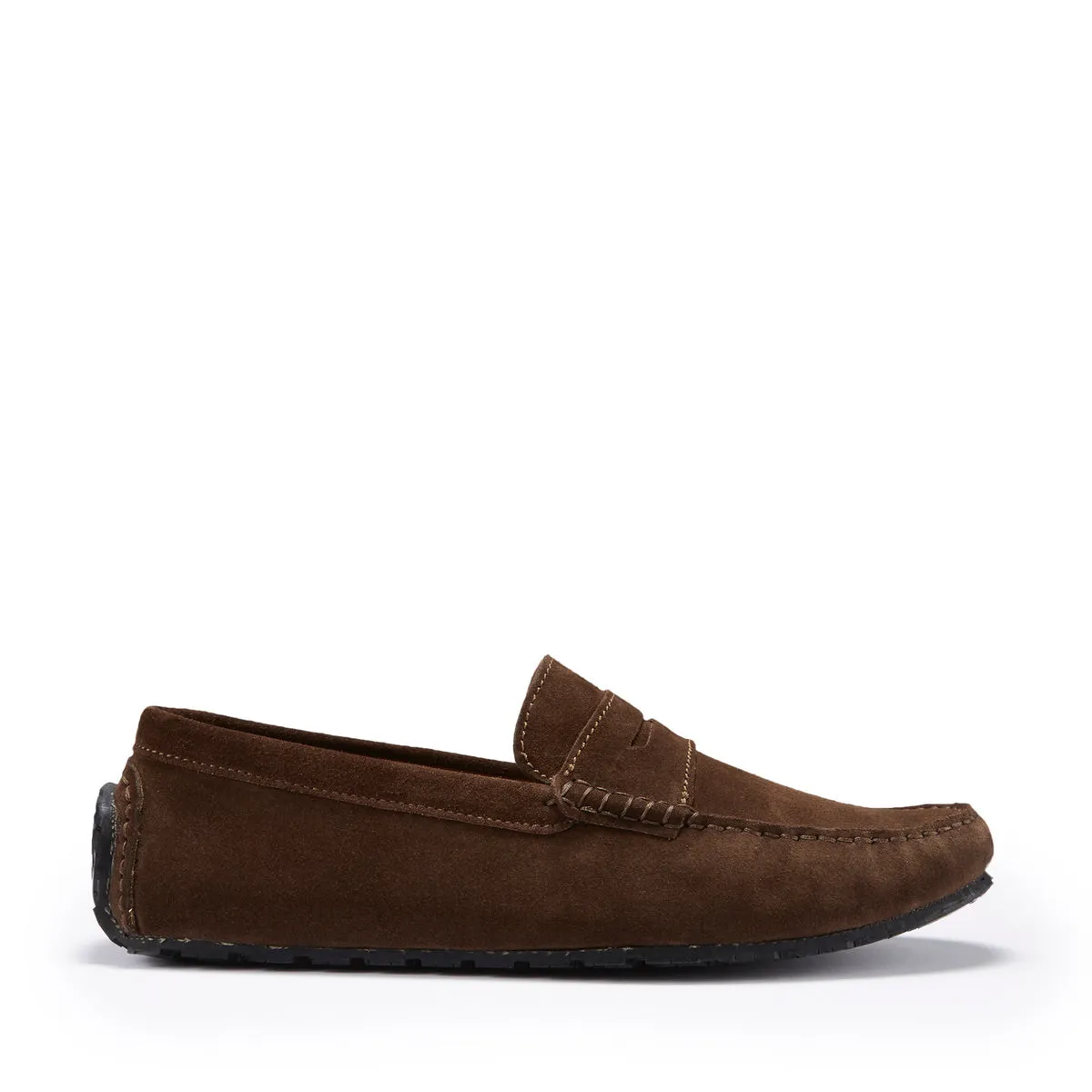 Tyre Sole Penny Driving Loafers, brown suede Compact Form Classic Comfort Design