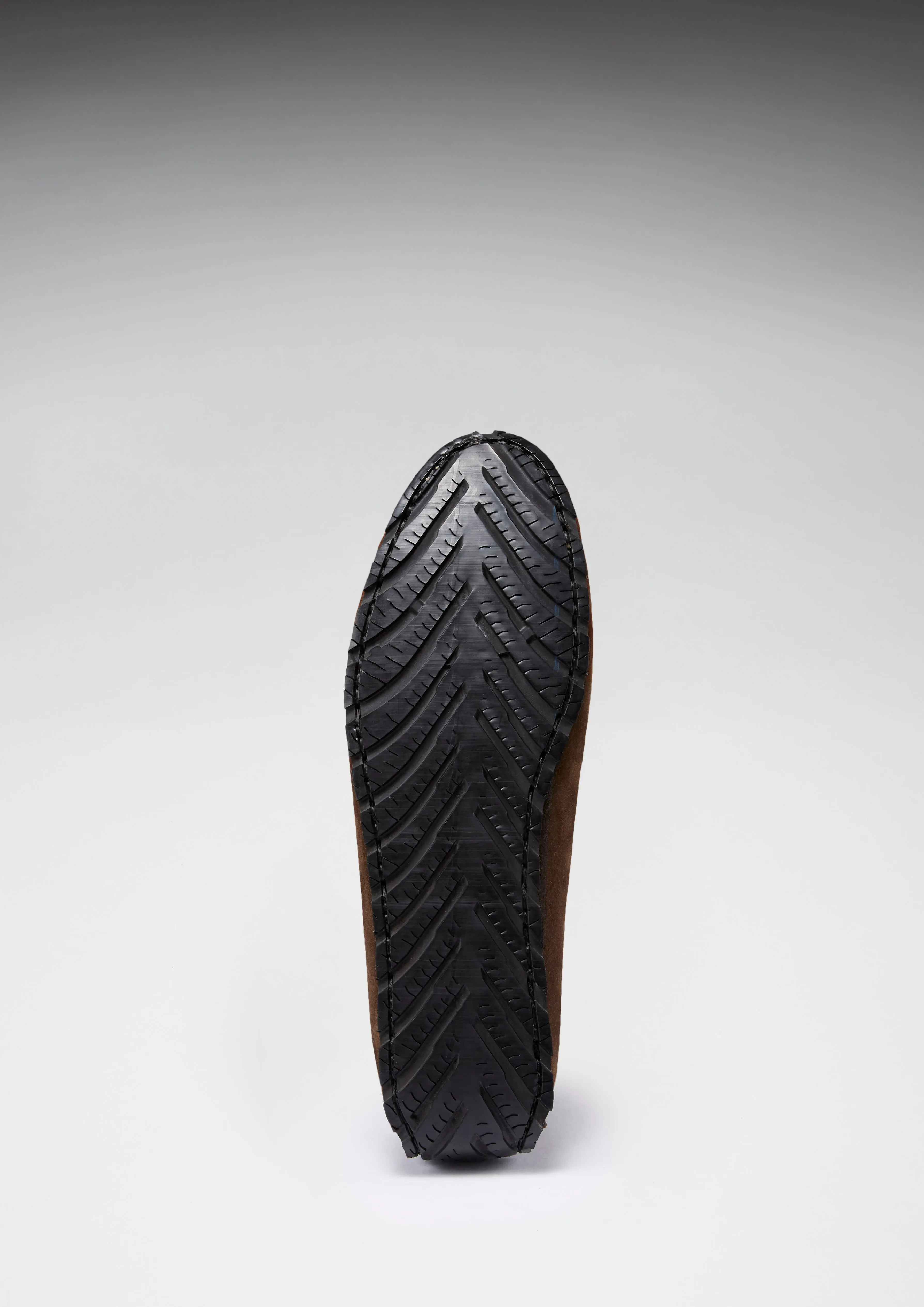 Flexible Padding Tyre Sole Penny Driving Loafers, brown suede