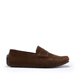 Tyre Sole Penny Driving Loafers, brown suede Compact Form Classic Comfort Design