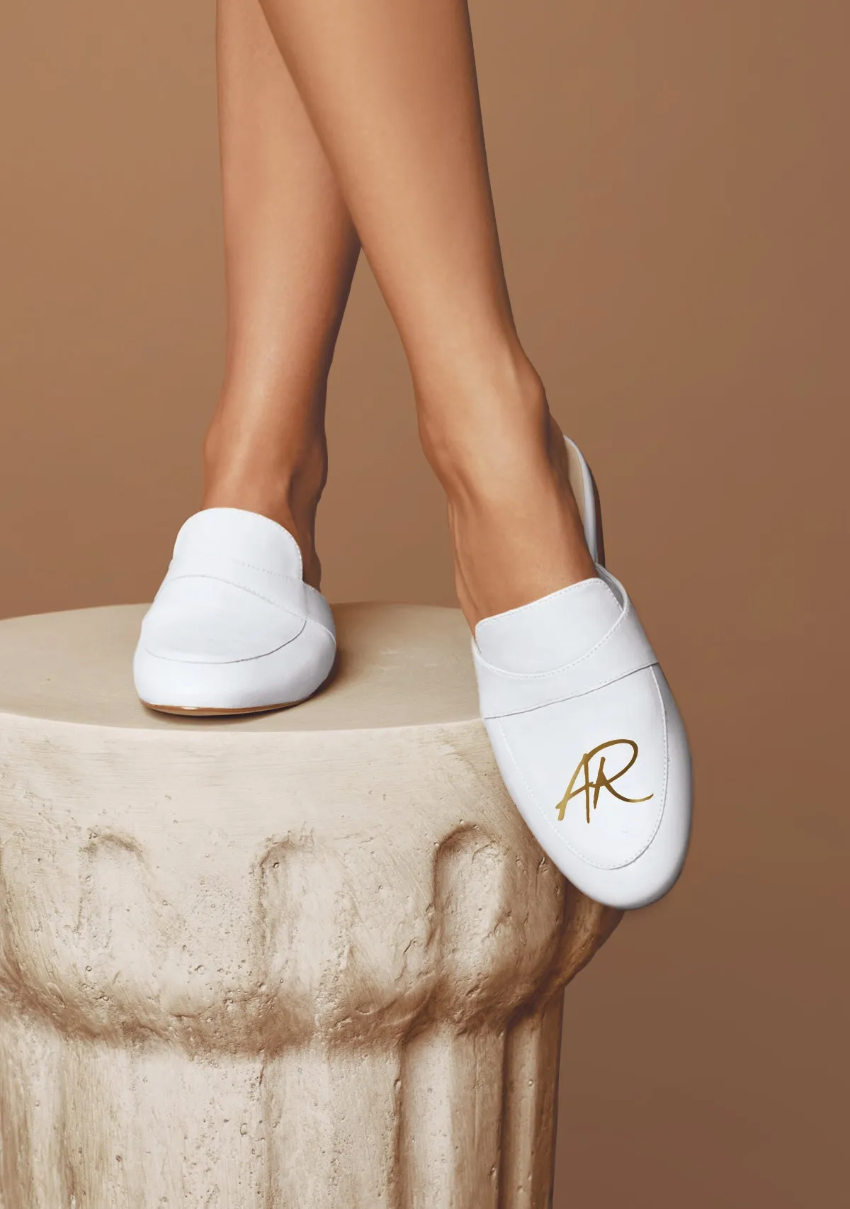 Comfy Shoes Monogram White Mule