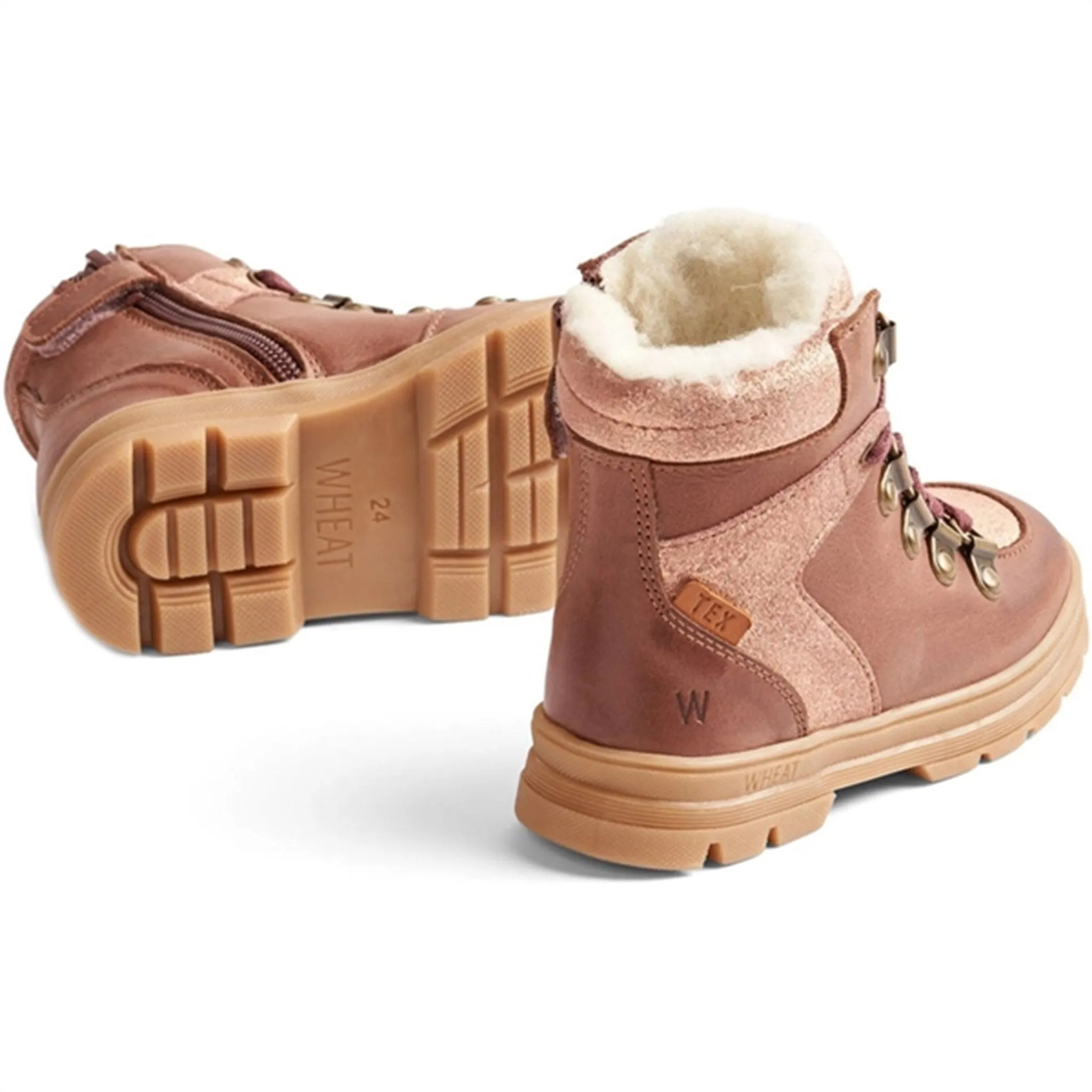Winter Ready Warm Feet Wheat Winter Boots Toni Tex Hiker Glitter Rose