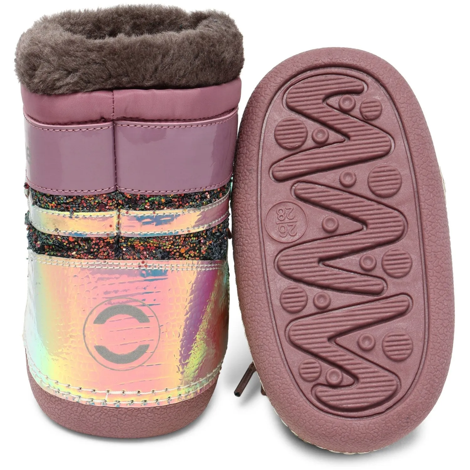 Snow Winter Trail Gear waterproof Mikk-Line Rose Brown Snow Boots Glitter