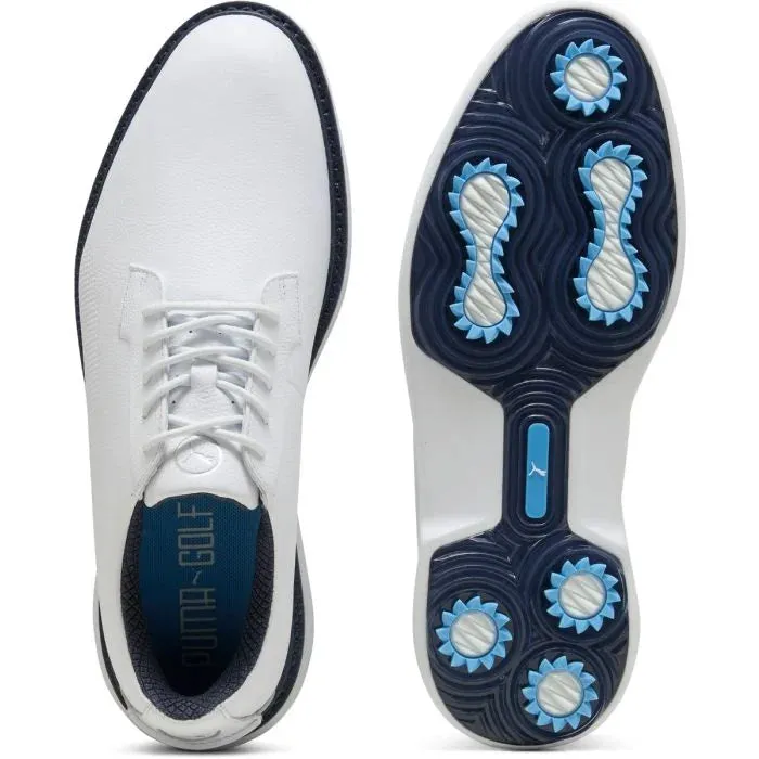 PUMA ROYALE Golf Shoes 2025 - Puma White/Deep Navy/Team Light Blue Mid Foot Fit Comfort Fresh