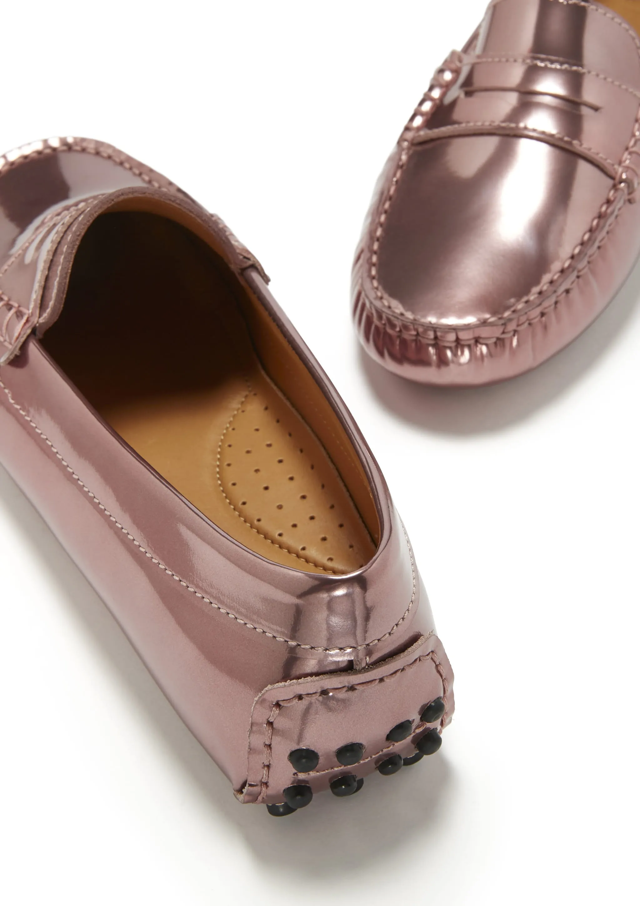 Women's Penny Driving Loafers, rose gold patent leather Gym Use