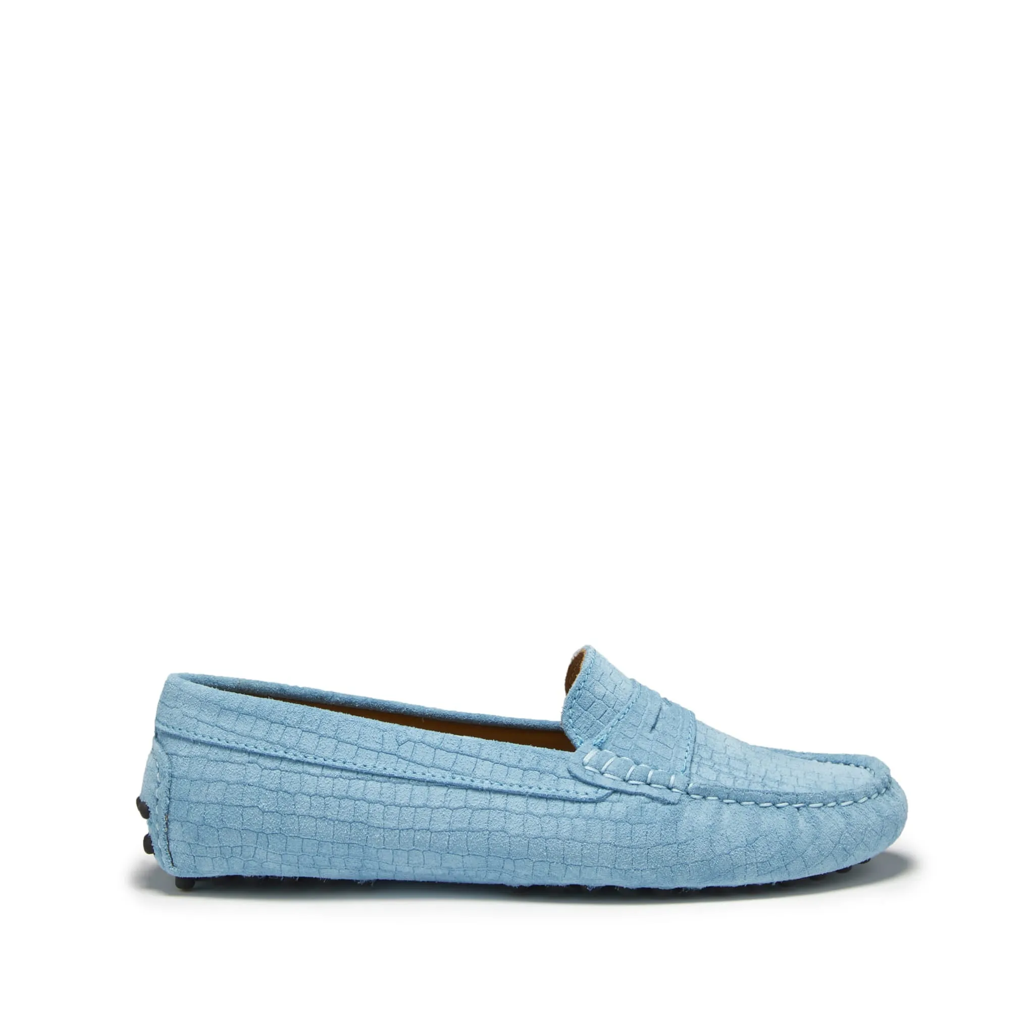 Flex Move Core Style Women's Penny Driving Loafers, blue embossed suede