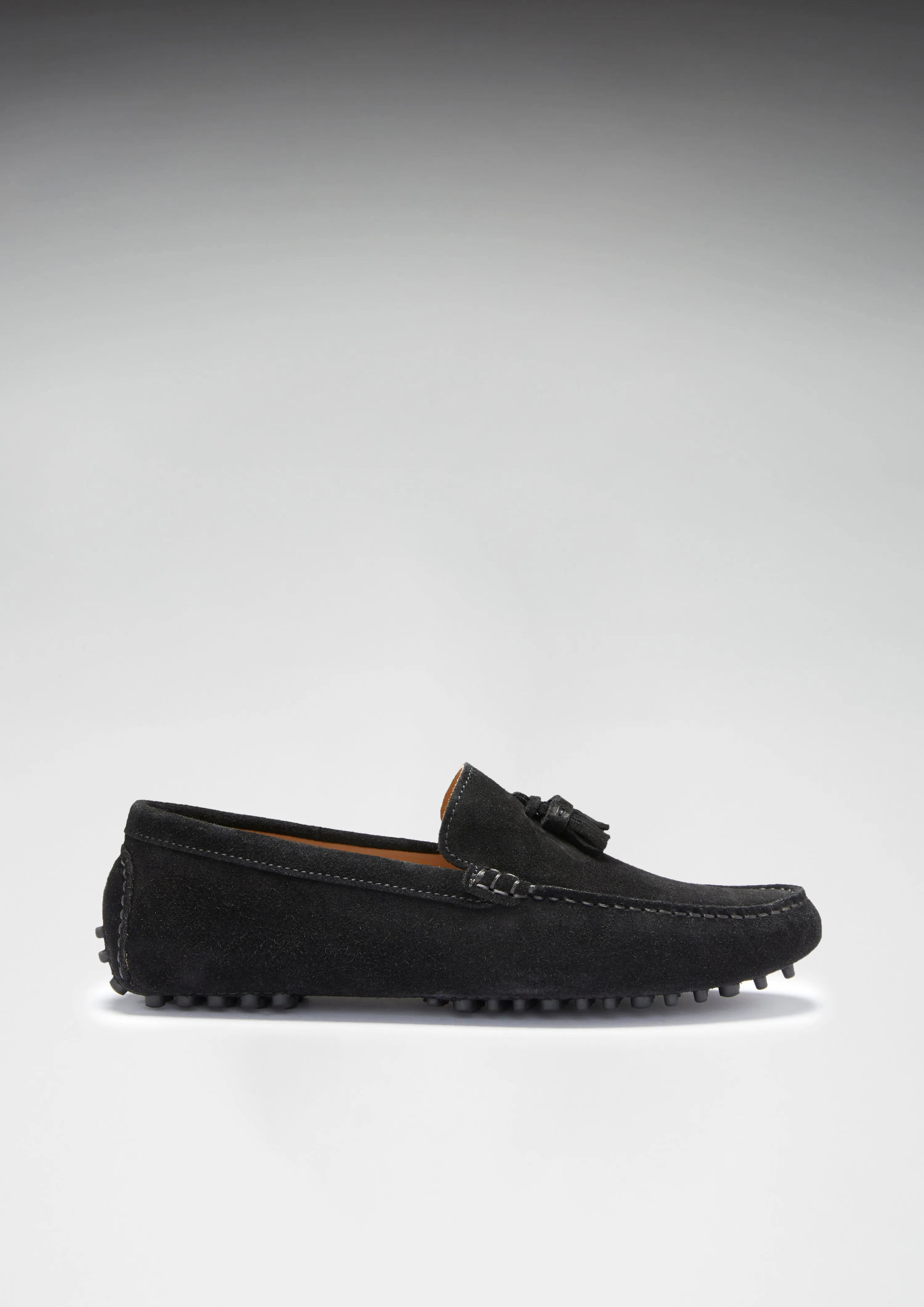 quick dry Soft Soles Tasselled Driving Loafers, black suede