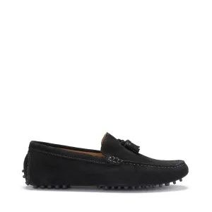 Tasselled Driving Loafers, black suede Simple Slip-on Comfort