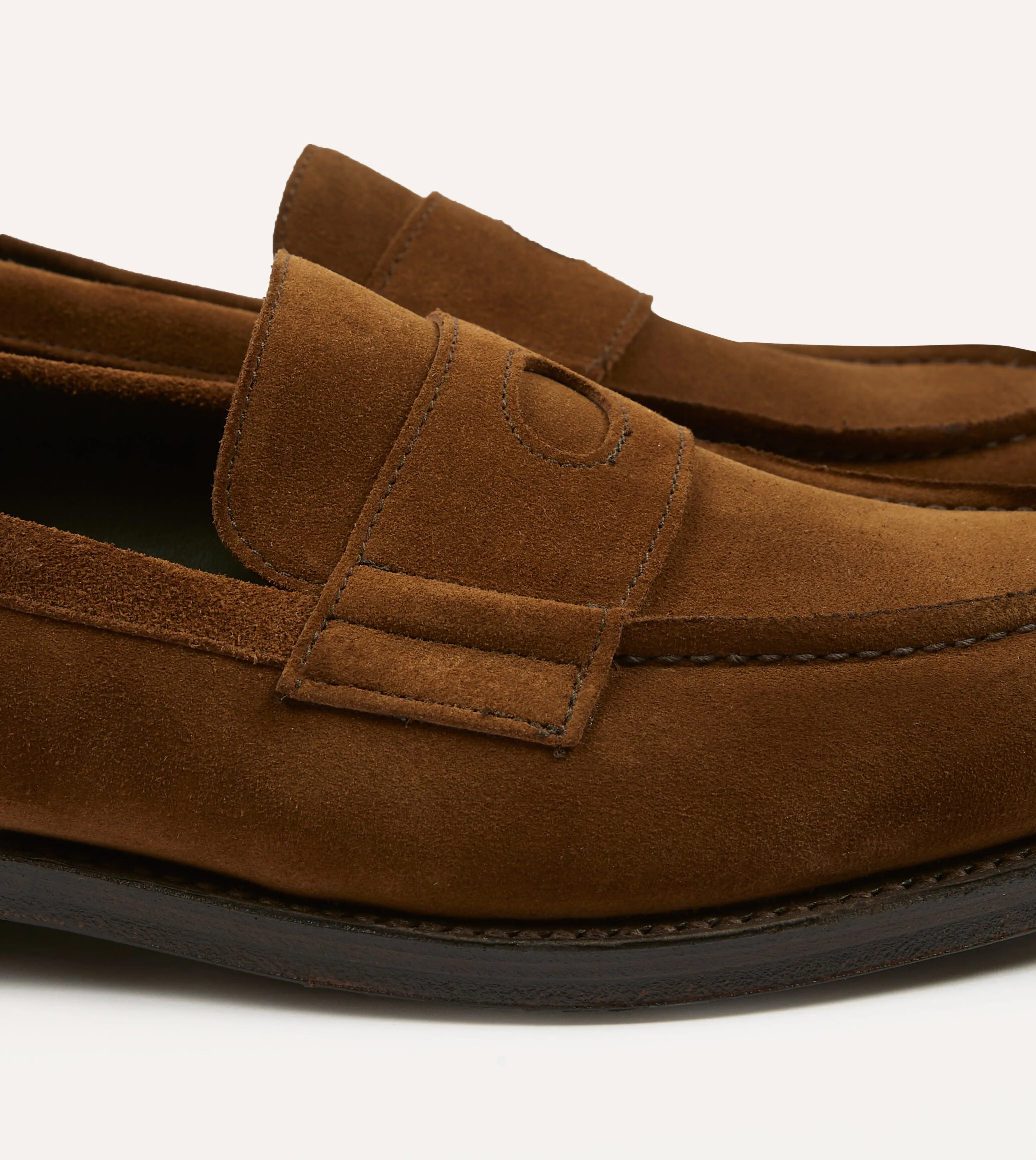 Snuff Suede Charles Goodyear Welted Penny Loafer Supportive Core Weekend Warriors