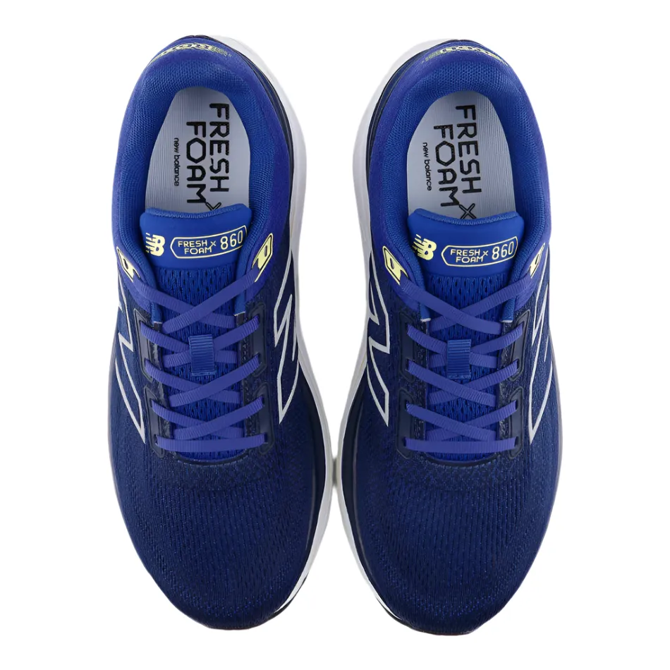 running shoes for men in their 60s hook - and - loop running shoes New Balance Men's 860 V14 2E Wide Fitting Running Shoes in Galaxy Blue/NB Navy/Winter Grass