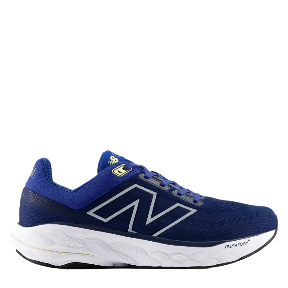 running in a seagrass meadow area shoes New Balance Men's 860 V14 2E Wide Fitting Running Shoes in Galaxy Blue/NB Navy/Winter Grass